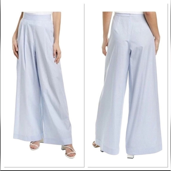 Petersyn X Revolve Wide Leg Tatum Blue/White Pinstripe Pants Size XS - Picture 3 of 17